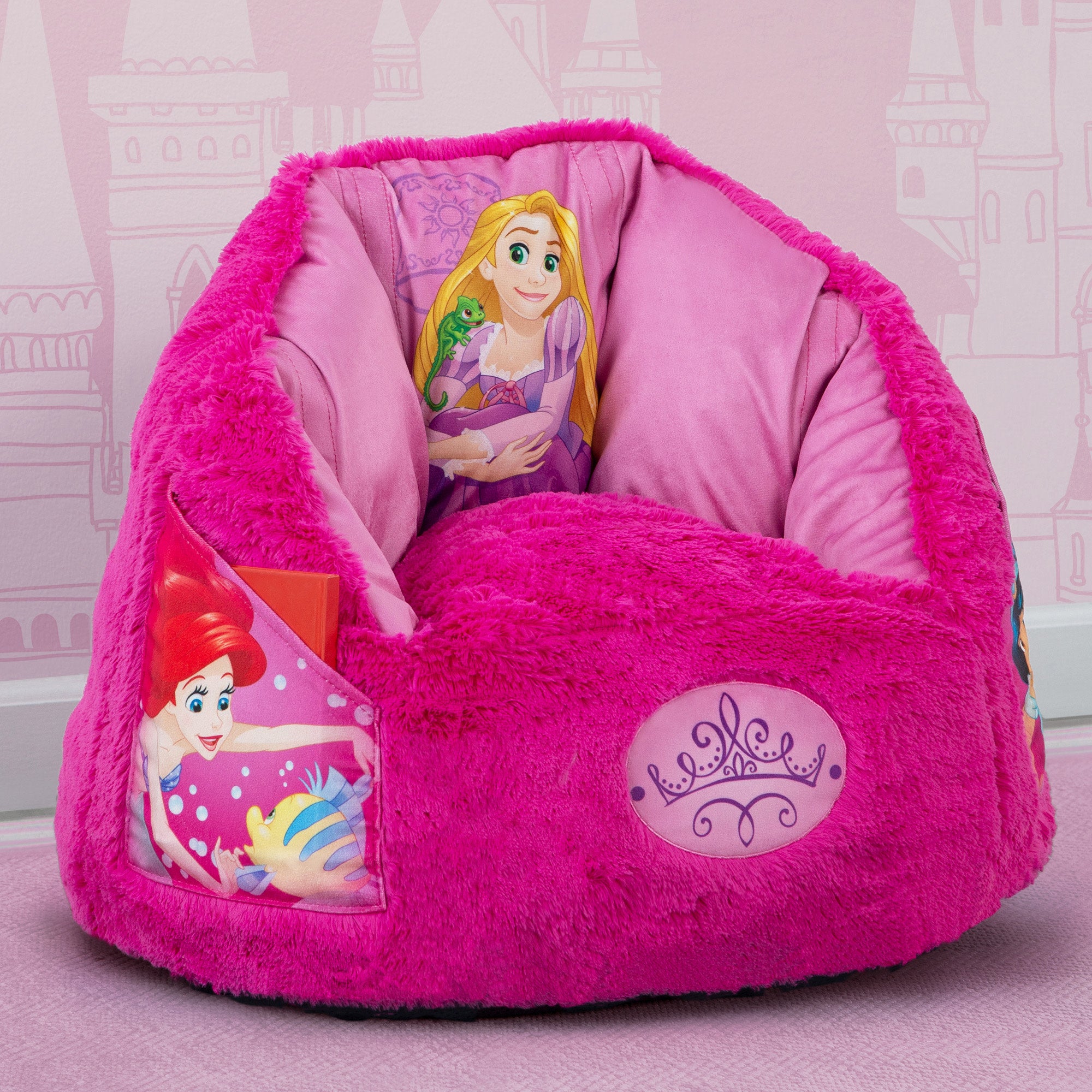 Disney Princess Cozee Fluffy Chair for Toddlers - Soft & Comfy Kids Chair for Ages 2-6 Years | Perfect for Bedroom, Playroom & Reading Nook