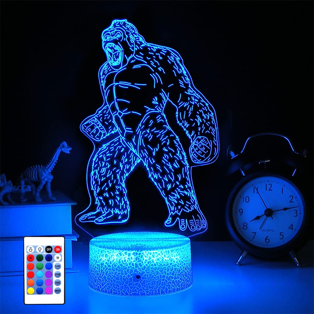 King Kong & Godzilla Night Light - Remote Control 16 Color Changing LED Lamp for Kids Room, Birthday Gifts for Boys and Girls - Perfect for Bedtime, Nursery Decor & Monster Movie Theme Parties