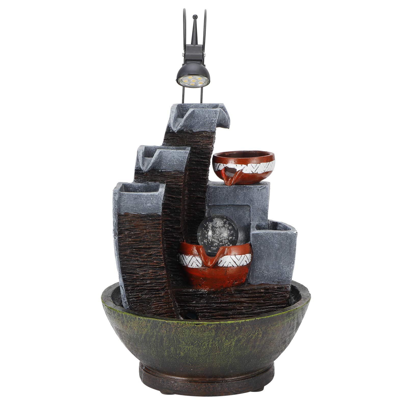 LED Resin Tabletop Fountain - Feng Shui Waterfall for Home & Office Decor