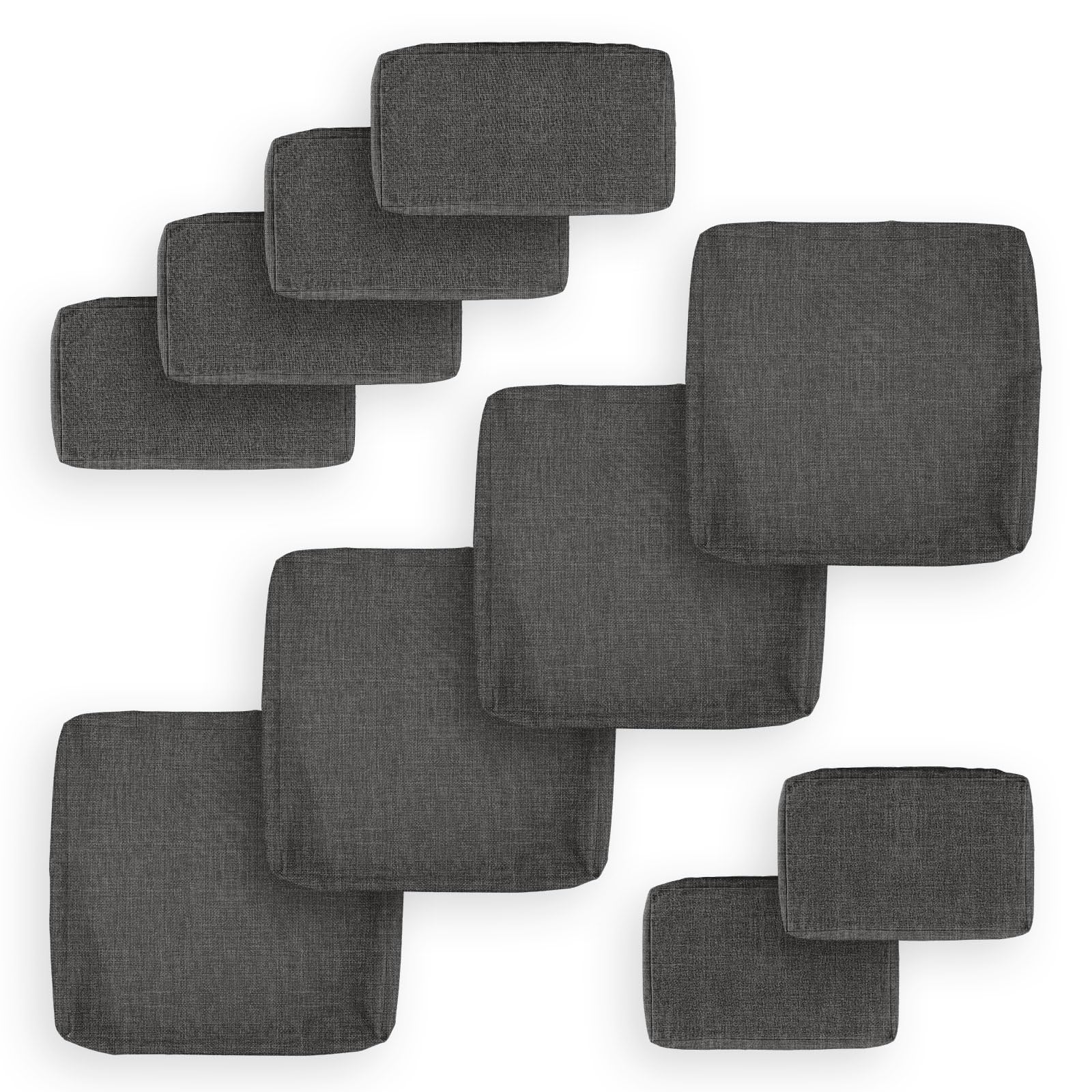 10-Piece Outdoor Sofa Cushion Covers - 27x27 Inch All-Weather Olefin Fabric Slipcovers for Patio Furniture (Dark Grey) - Perfect for Backyard, Deck, Poolside & Garden Seating