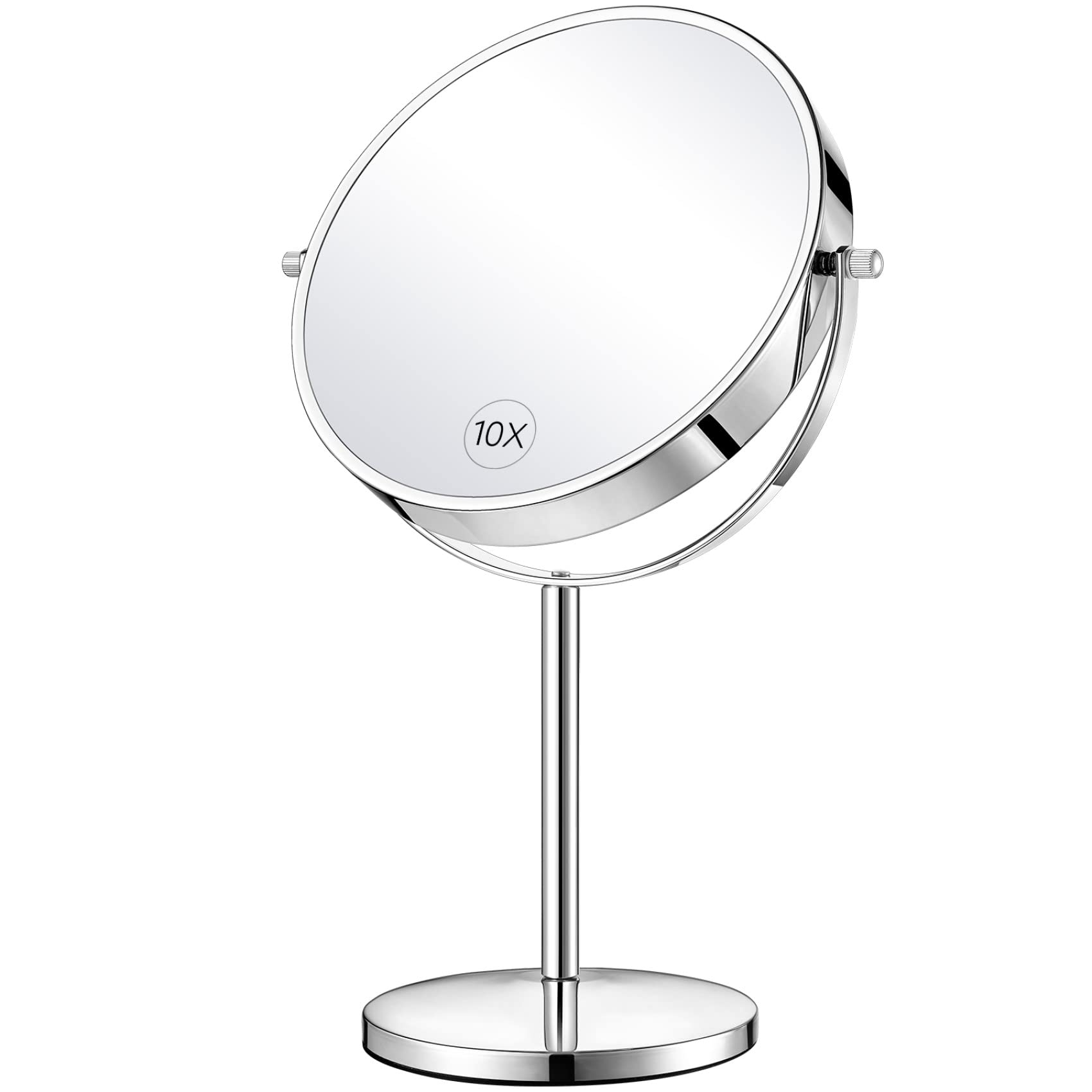 Orange Tech 8-Inch Large Double-Sided Magnifying Makeup Mirror with 360° Swivel - 1X/10X Vanity Mirror with Stand & Removable Base (15