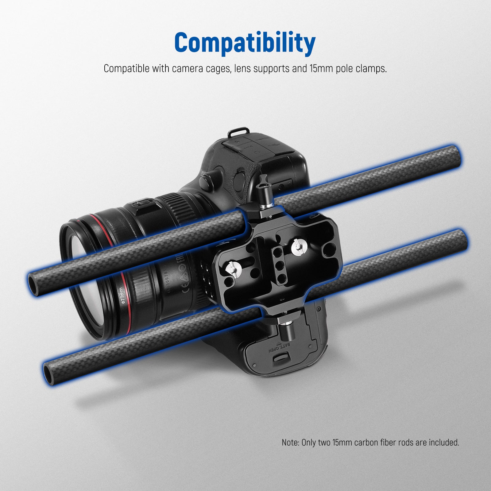 NEEWER 2 Pack 15mm Carbon Fiber Extension Rods for DSLR Camera Rig, Stabilizer, and Gimbal Support - Perfect for Filmmaking, Vlogging, and Photography Accessories