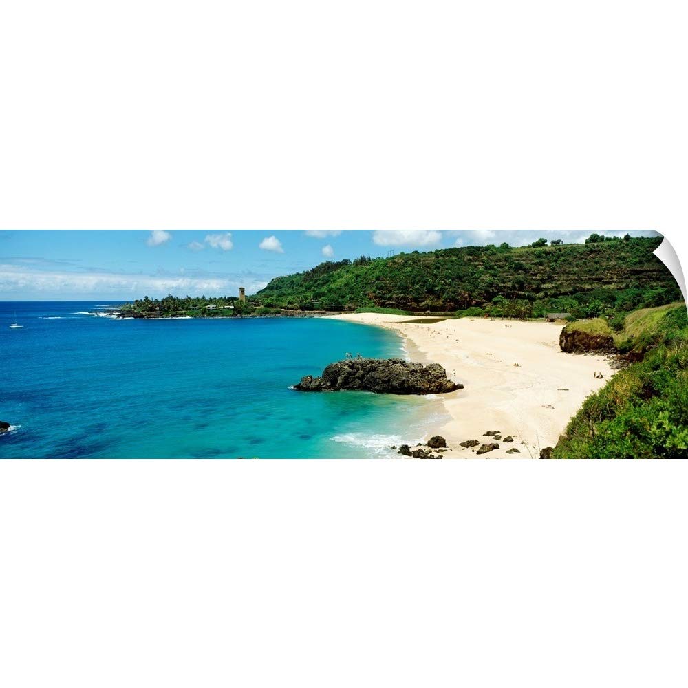 Hawaii Wall Decal - Stunning Oahu Waimea Bay Beach View Coastal Art Canvas Print | Perfect for Living Room, Bedroom & Office Decor