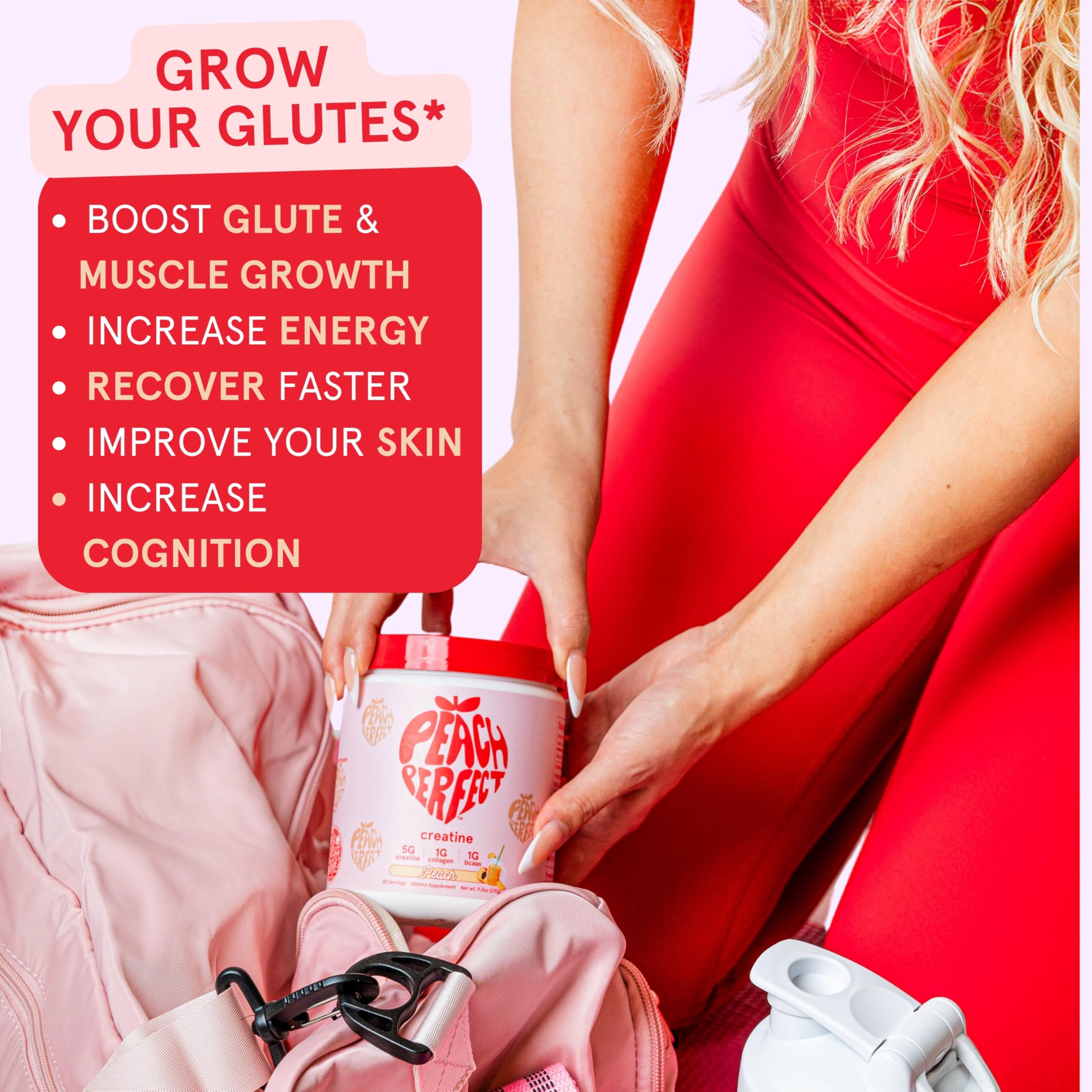 Best Creatine Monohydrate Powder for Women - Vegan Micronized Creatine with Collagen & BCAAs, 5g per Serving - Energy Boost & Muscle Support - 30 Servings, Strawberry Acai Flavor - Perfect for Post-Workout Recovery & Fitness Goals