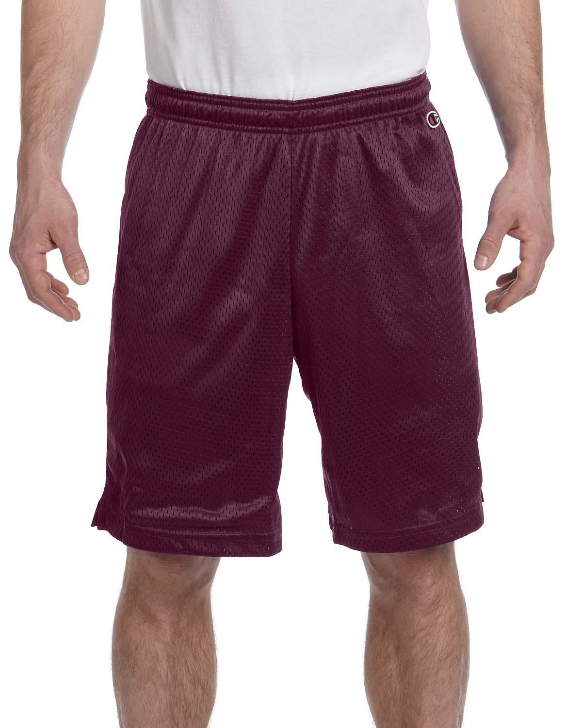 Champion Men's Polyester Mesh Athletic Shorts - Breathable Comfort for Running, Gym & Casual Wear - Size S, Maroon