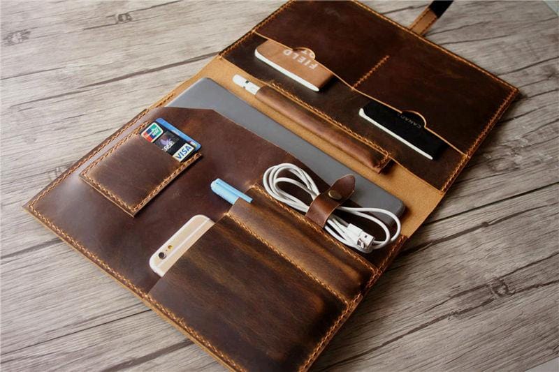Premium Custom Leather MacBook 12 Inch Sleeve Case - Durable Protective Cover for MacBook Air & Pro - Perfect for Work, Travel & School Accessories