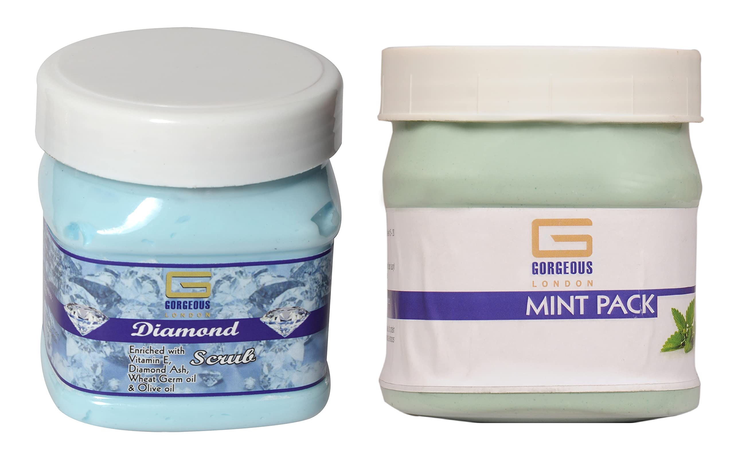 Premium London Diamond Scrub & Mint Face Mask Set (2 Pack, 450ml Each) - Deep Exfoliation & Pore Refining for Glowing Skin - Perfect for Spa Nights & Self-Care Routines