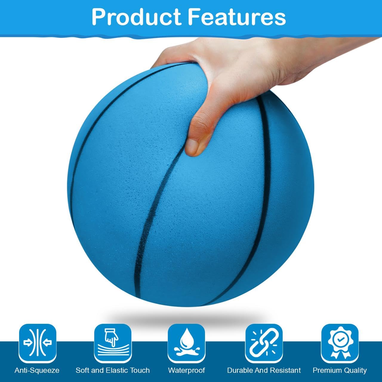 Silent Hoop Set - Quiet Bounce Foam Basketball with Adjustable Hoop for Indoor & Outdoor Play | Size 5 Lightweight Kids Basketball | Perfect for Bedroom, Backyard & School Gym Use