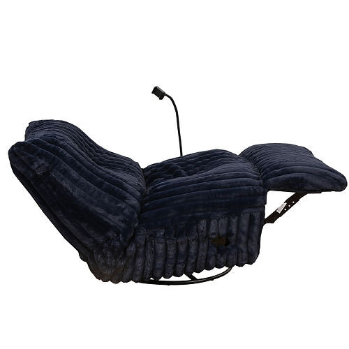 Blue Swivel Glider Recliner Chair with Cell Phone Holder - Comfortable Modern Rocking Recliner for Living Room, Nursery & Office - Perfect for Relaxing, Nursing & Watching TV