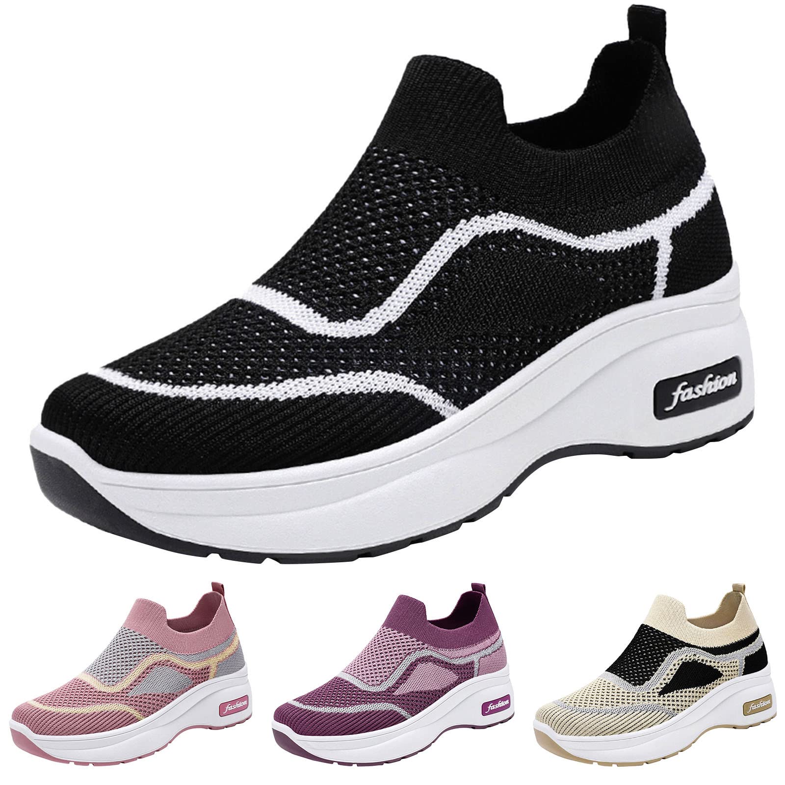 Women's Slip-On Running Shoes - Lightweight Tennis Sneakers for Women - Comfortable Casual Walking Shoes for Workout, Gym, and Daily Wear
