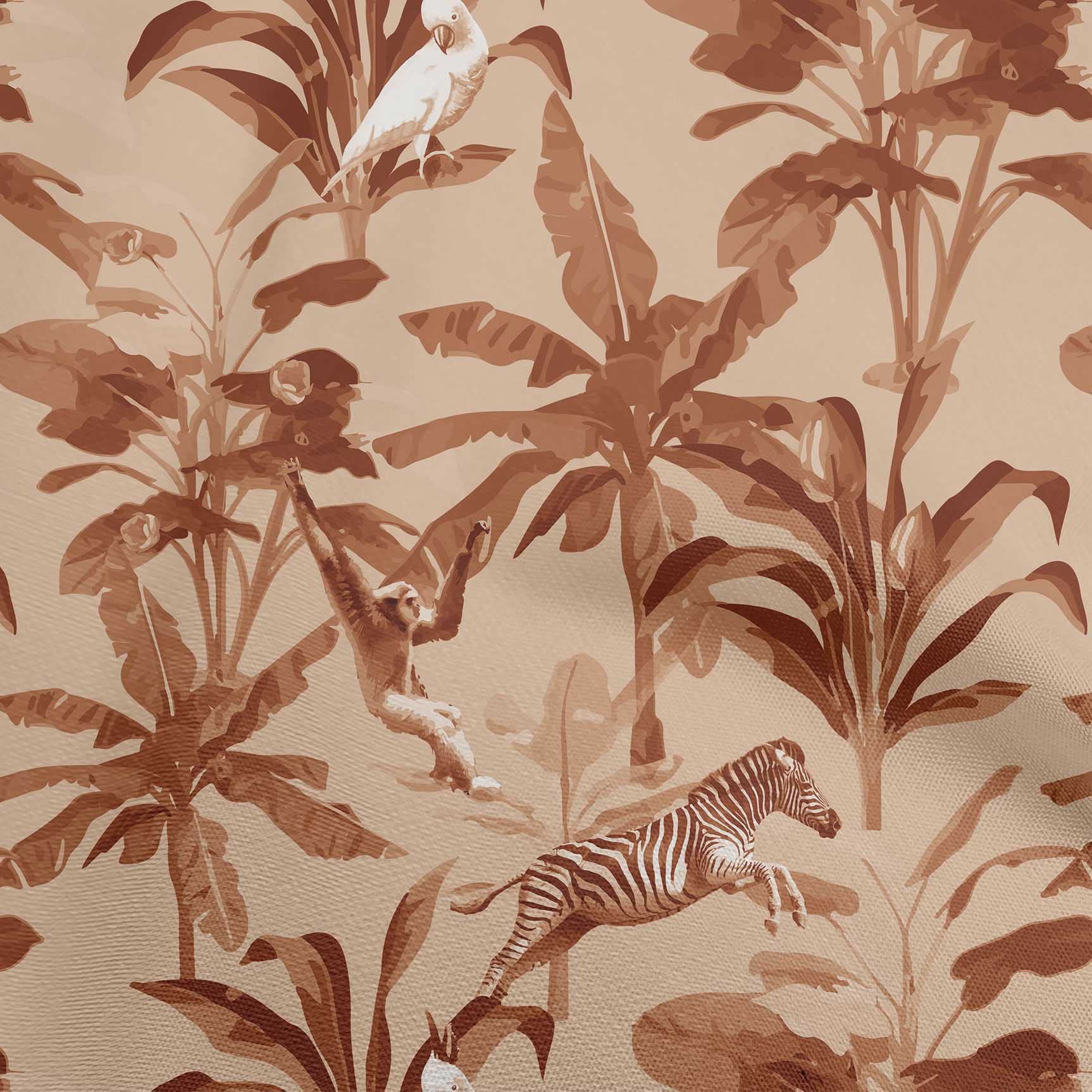 oneOone Polyester Spandex Light Brown Tropical Animal Print Fabric - 56 Inch Wide Dress Material by The Yard | Perfect for Summer Dresses, Skirts & DIY Fashion Projects