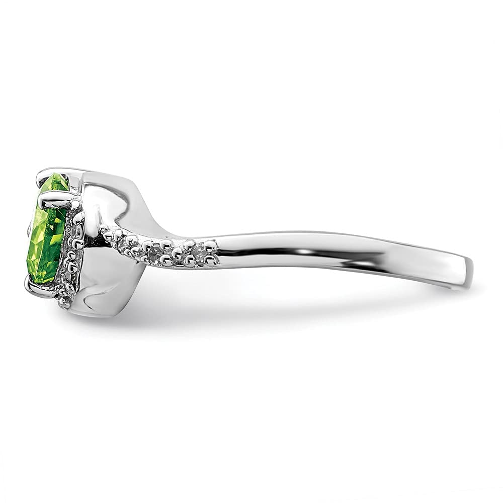 925 Sterling Silver Oval Peridot & Diamond Ring for Women | Elegant Fine Jewelry Gift for Her | Perfect for Anniversaries, Birthdays & Special Occasions
