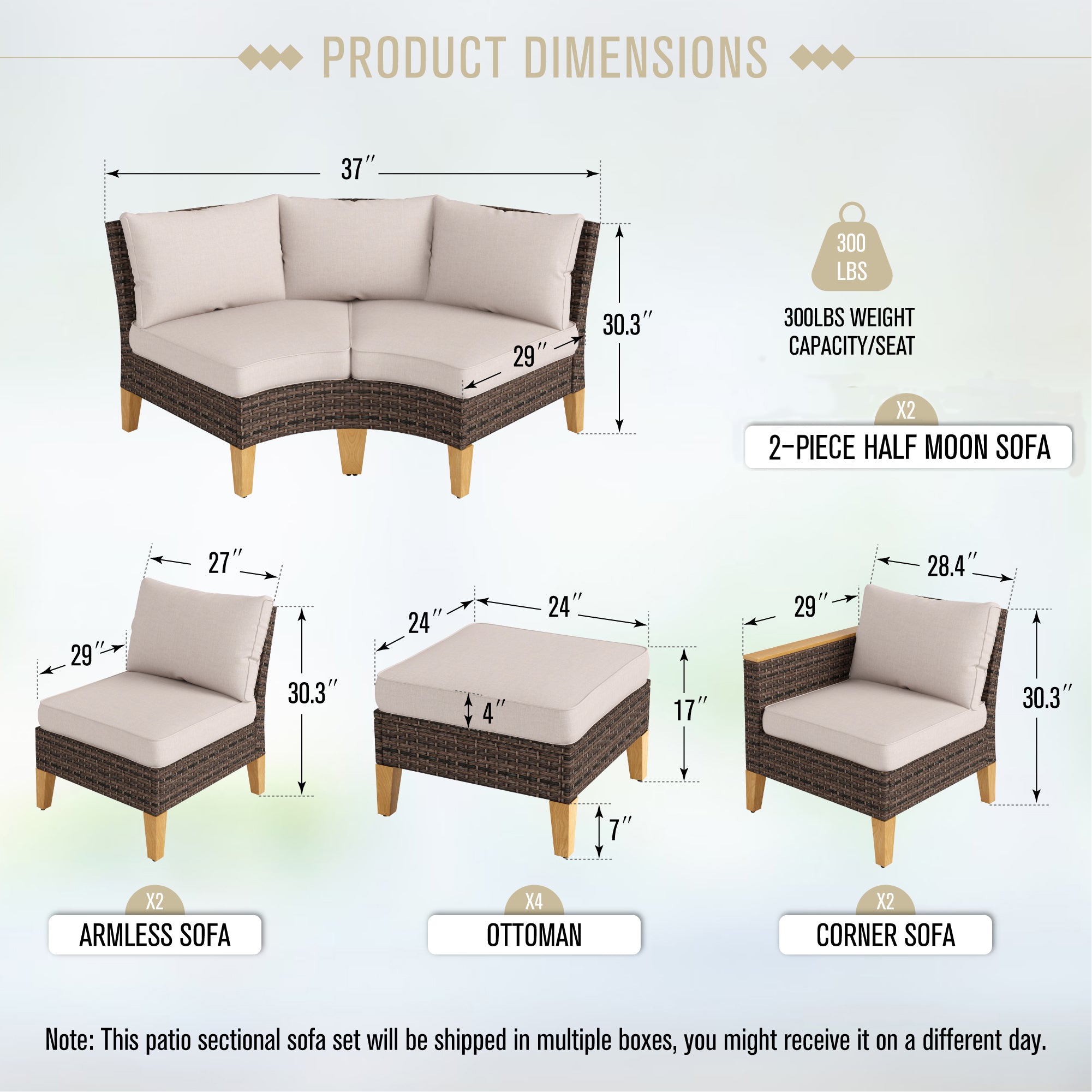 PHI VILLA 12-Piece Luxury Rattan Outdoor Sofa Sectional Set - Patio Furniture for Garden, Poolside & Backyard Relaxation