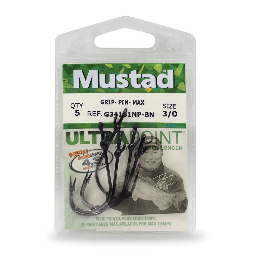 Mustad G34131NP BN Grip Pin Max Fishing Hooks - Saltwater & Freshwater Fishing Hooks for Bass, Trout, Salmon - Ideal for Deep Sea, Fly Fishing & Ice Fishing Adventures