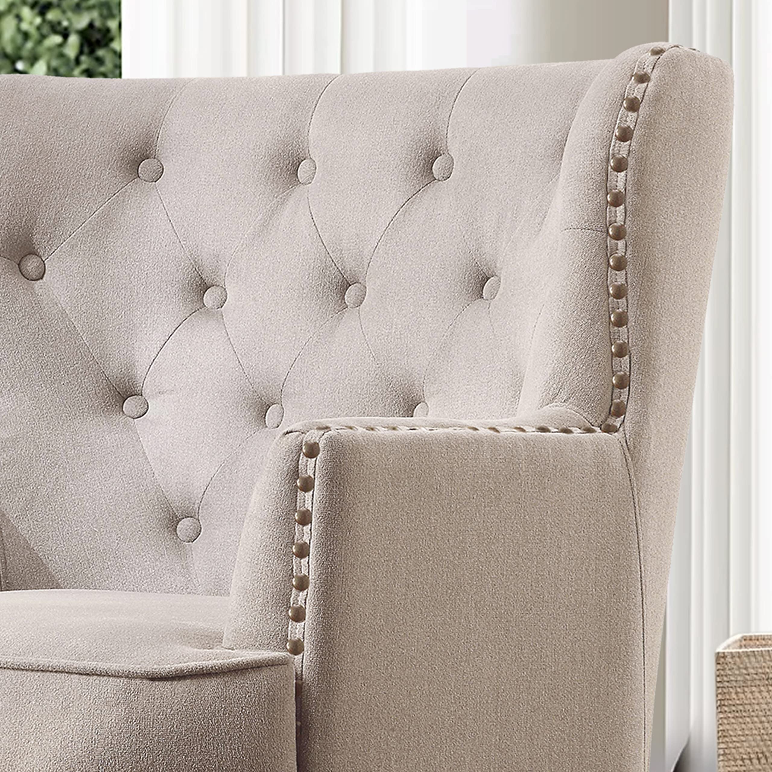 Rosevara Atlas Mid-Century Modern Accent Chair - Upholstered Lounge Armchair with Soft Cushion, Tufted Design for Living Room & Bedroom - Cozy Small Space Seating for Apartments, Reading Nooks & Home Offices