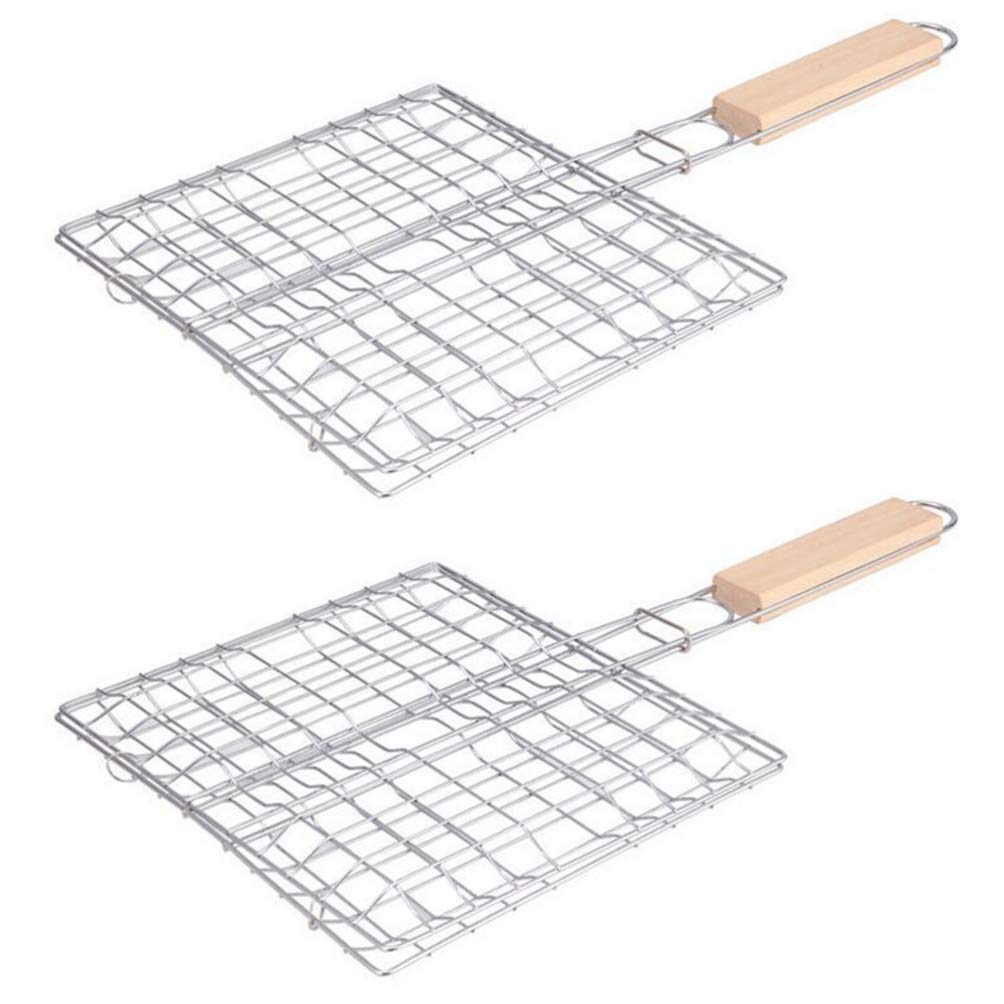 Hemoton 2-Pack Square BBQ Grill Nets - Durable Stainless Steel Barbecue Mesh for Outdoor Cooking, Picnics, Camping & Backyard Parties - Perfect for Grilling Vegetables, Seafood and Small Meats