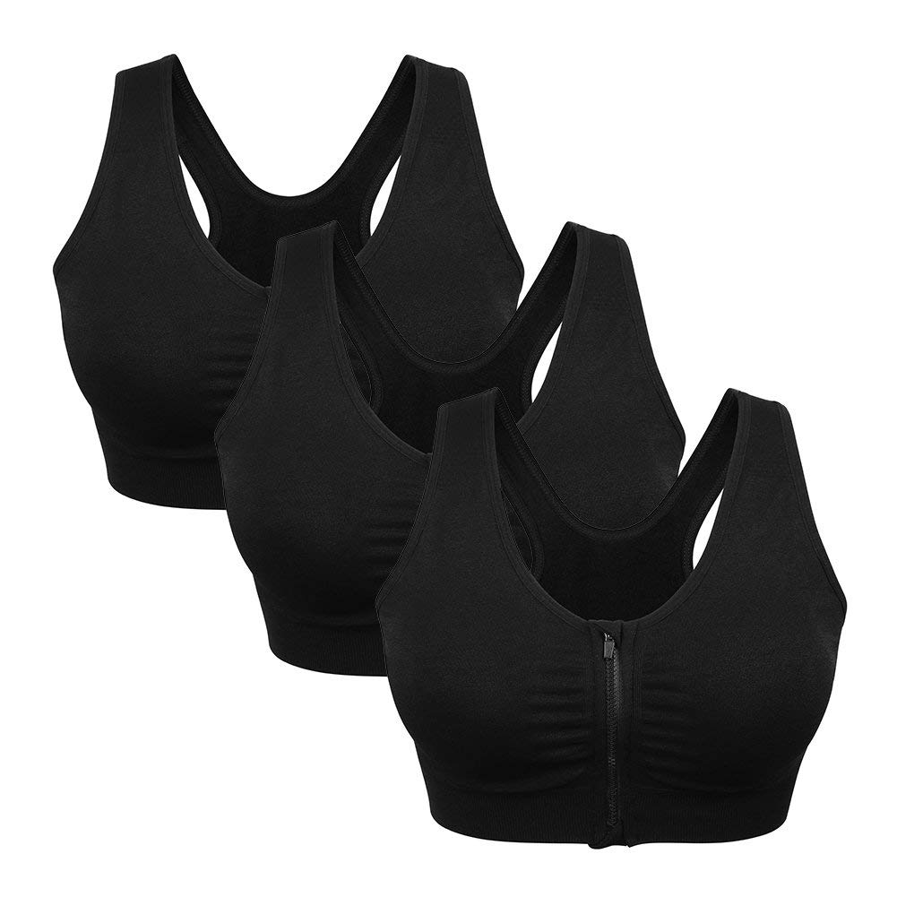 Wireless Post-Surgery Sports Bra for Women - Front Zip Yoga Bra with Support - Perfect for Active Lifestyles, Gym Workouts & Post-Surgical Recovery