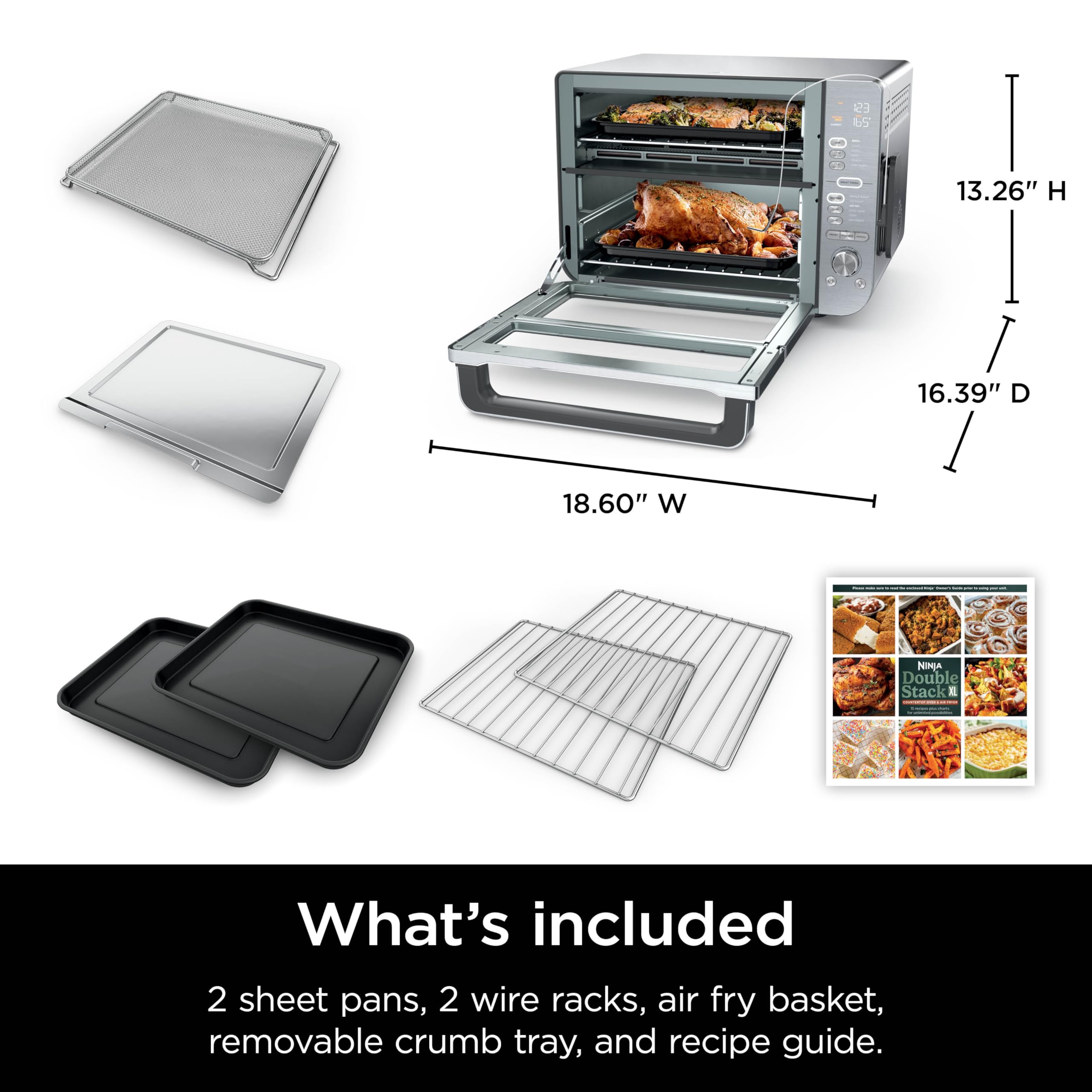 Ninja DCT651 XL Countertop Oven with Air Fryer - 12-in-1 Smart Toaster Oven, DualZone Technology, FlexDoor & FlavorSeal - Bake, Broil, Reheat, Toast - Perfect for Small Kitchens, Dorms & RV Cooking - Stainless Steel Pro Cook System