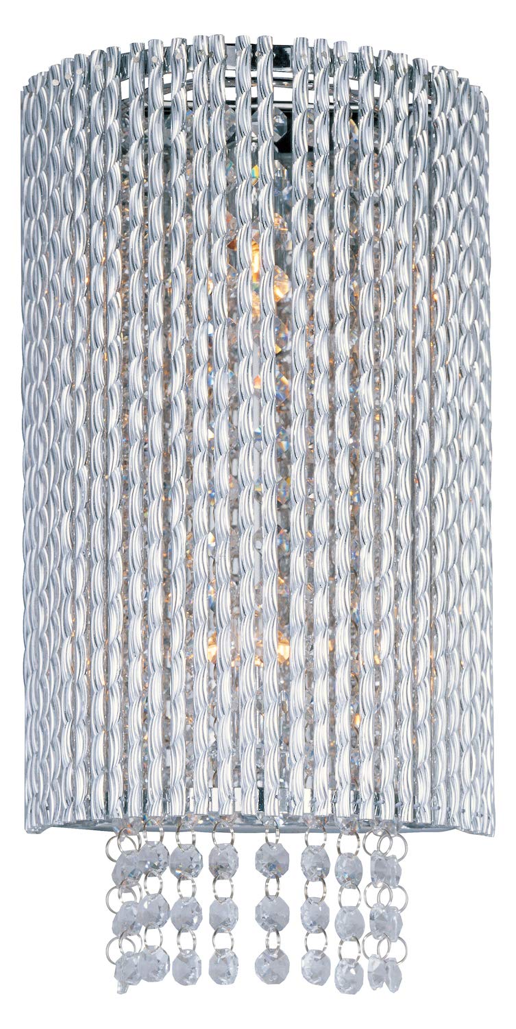 Polished Chrome Spiral 2-Light Modern Wall Sconce with Included Bulbs - Perfect for Bedroom, Living Room, and Hallway Lighting Decor
