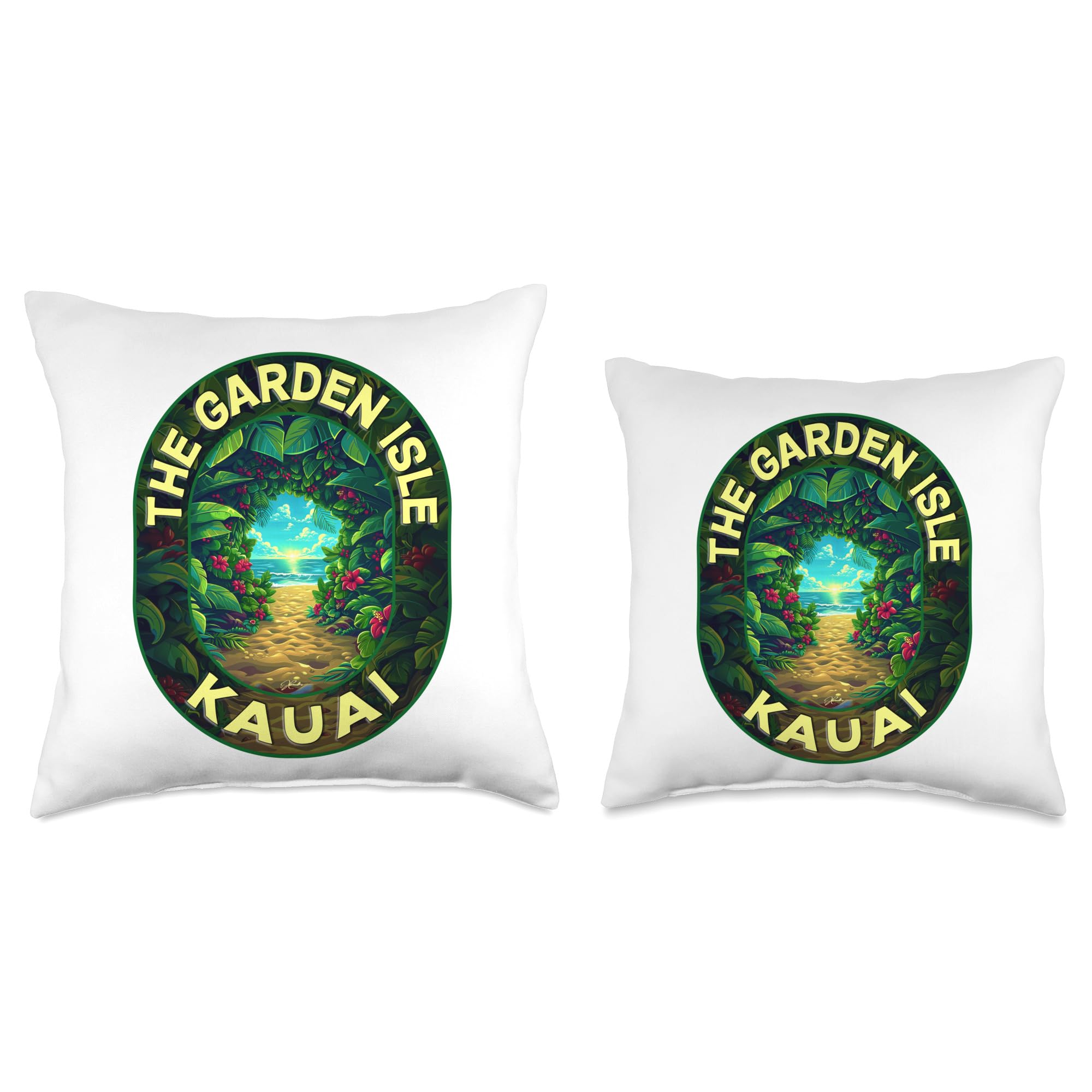 Hawaiian Jungle to Beach Throw Pillow - Tropical Island Decor for Living Room, Bedroom & Outdoor Patio - Perfect for Home, Vacation Rental & Beach House Decor