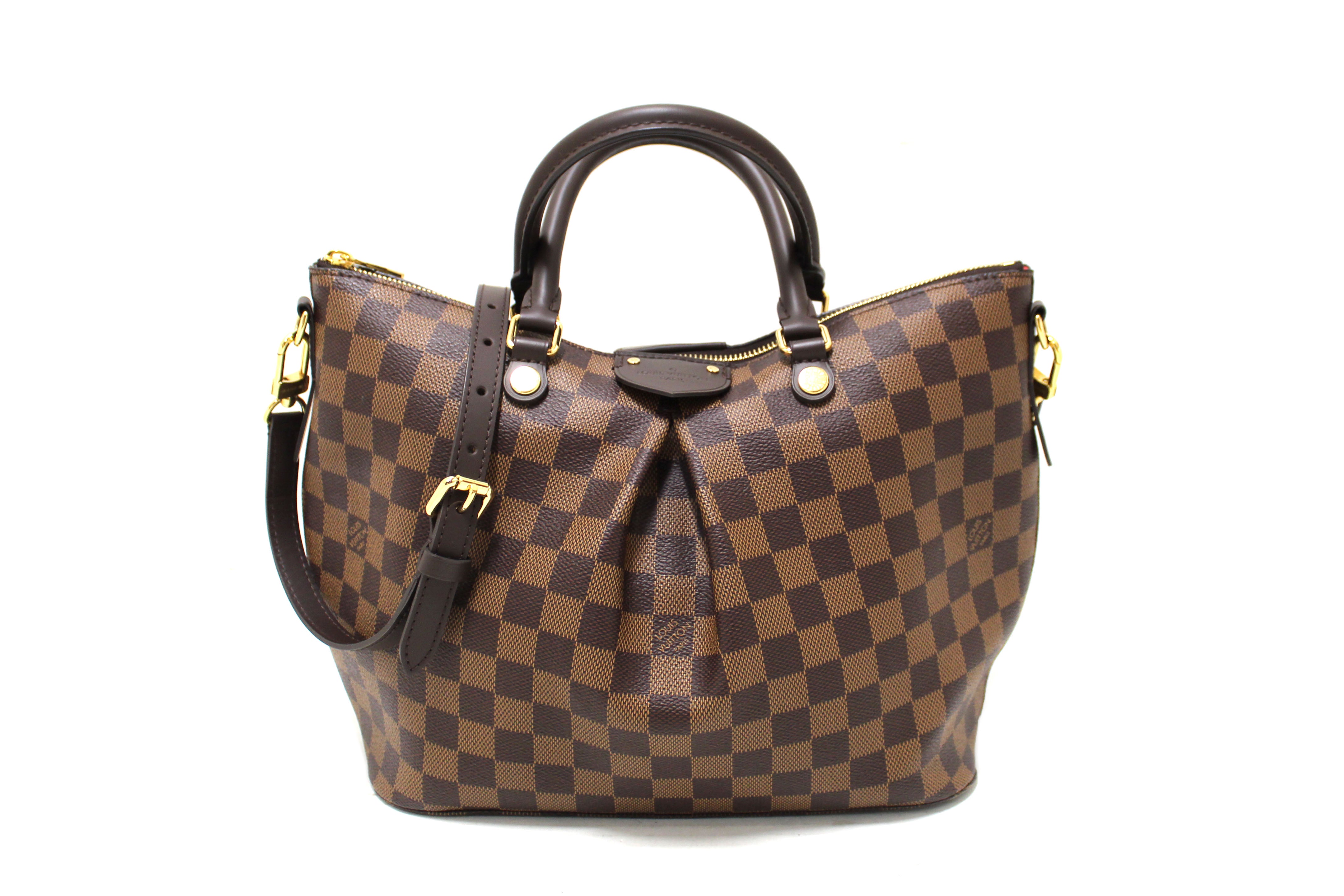 Authentic Louis Vuitton Damier Ebene Canvas Siena MM Handbag for Women - Luxury Designer Tote Bag with Shoulder Strap - Perfect for Work, Travel & Everyday Use