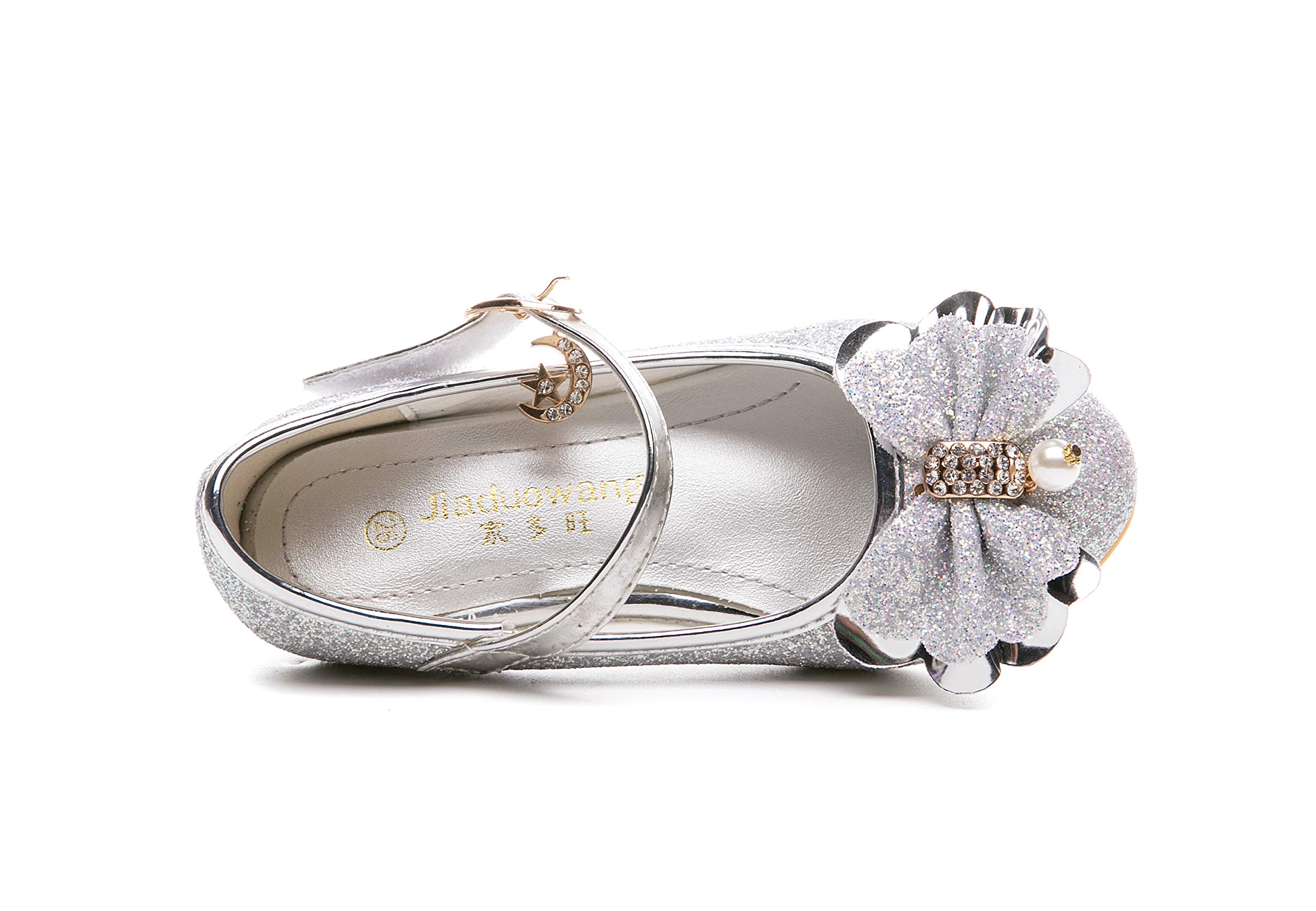 Sparkly Flower Mary Jane Pumps for Girls - Low Heel Bridesmaid & Flower Girl Shoes | Perfect for Weddings, Parties & Special Occasions