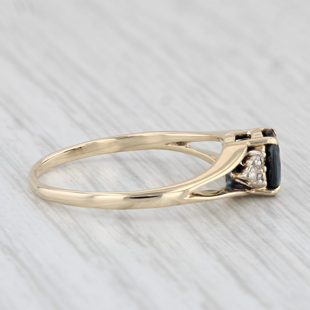 0.46ctw Oval Blue Sapphire & Diamond Engagement Ring in 10k Yellow Gold - Size 7 | Elegant Promise, Wedding & Anniversary Jewelry Gift for Her