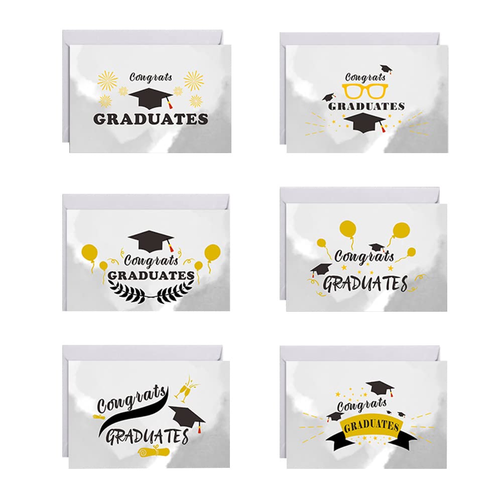 STOBOK Graduation Themed Greeting Cards Set - Elegant Decorative Student Graduation Gift Cards for Friends & Family - Perfect for Graduation Ceremonies, Parties & Congratulations Gifts