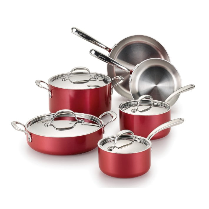 LAGOSTINA 10-Piece Rosella Stainless Steel Cookware Set - Blemished Packaging with Full Warranty (Model 11207600010) - Perfect for Home Cooking, Professional Kitchens & Gift Giving