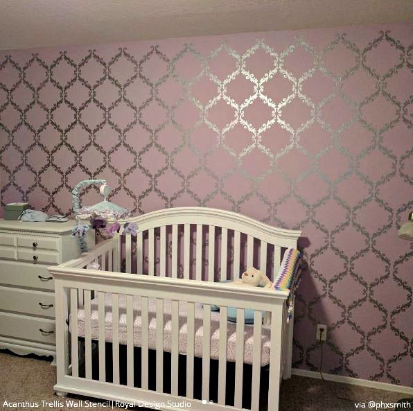 Acanthus Trellis Wall Stencil - Reusable DIY Decorative Painting Template for Home & Garden Décor | Perfect for Walls, Furniture, and Fabric Projects