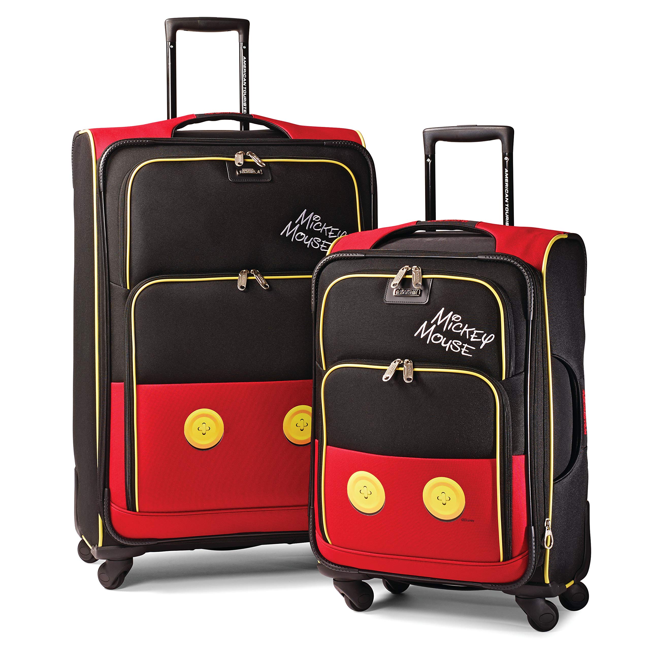 **American Tourister Disney Softside Spinner Luggage Set (24/28 Inch) - Mickey Mouse Design, Lightweight & Durable Suitcase for Travel, Vacation & Family Trips**