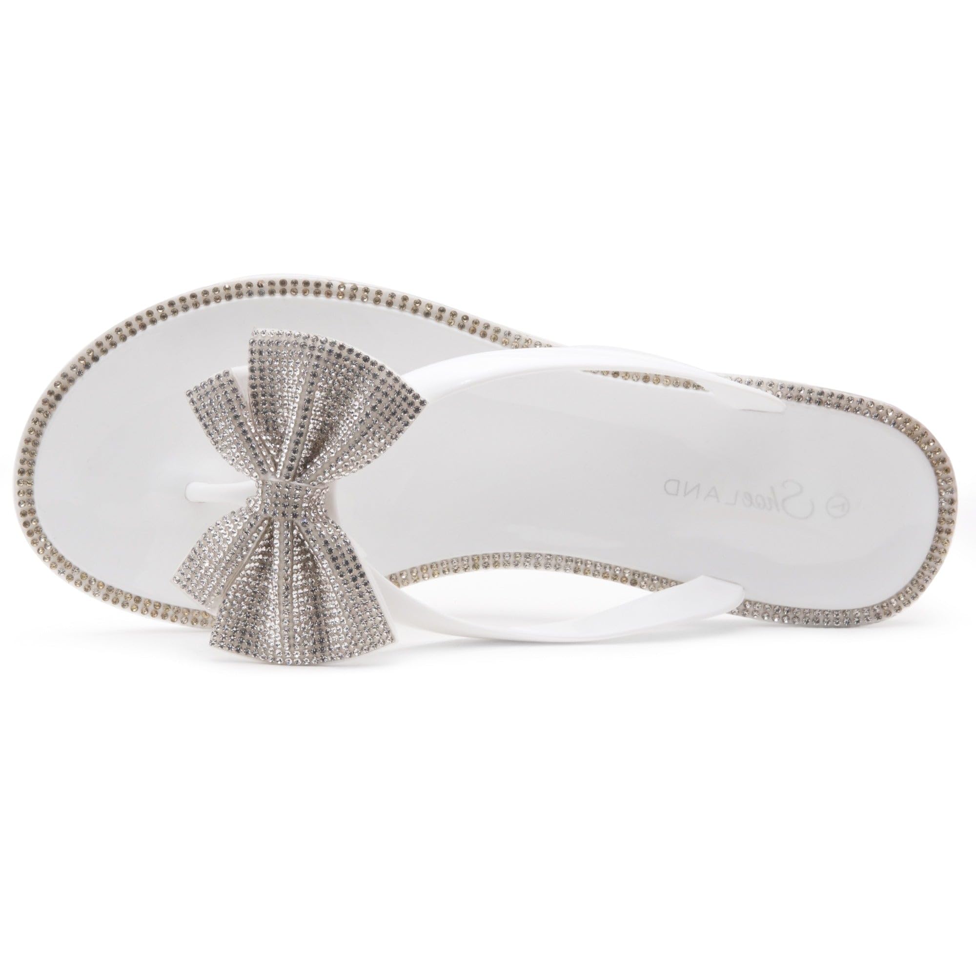 Women's Summer Jelly Flip Flops - Rhinestone Bowtie Strappy Thong Sandals for Beach, Pool & Daily Wear | Comfortable Slip-On Slides for Casual Outings
