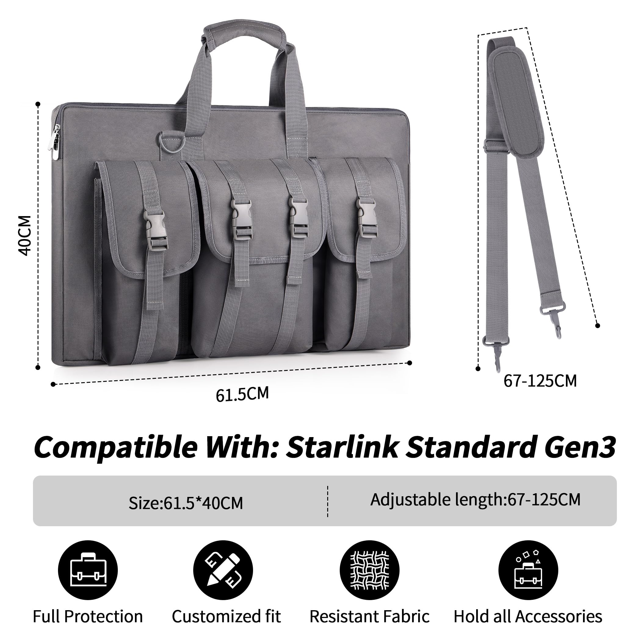 LUCMO Starlink Gen 3/V3 Case Organizer Bag - Durable Carrying Case for Starlink Satellite Internet Accessories | Perfect for Travel, Outdoor Camping, RV Trips & Home Storage