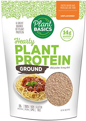 Hearty Plant Protein - Unflavored Ground, 1 lb | Non-GMO, Gluten Free, Vegan Meat Substitute | Low Fat & Sodium | Perfect for Smoothies, Baking & Vegan Recipes