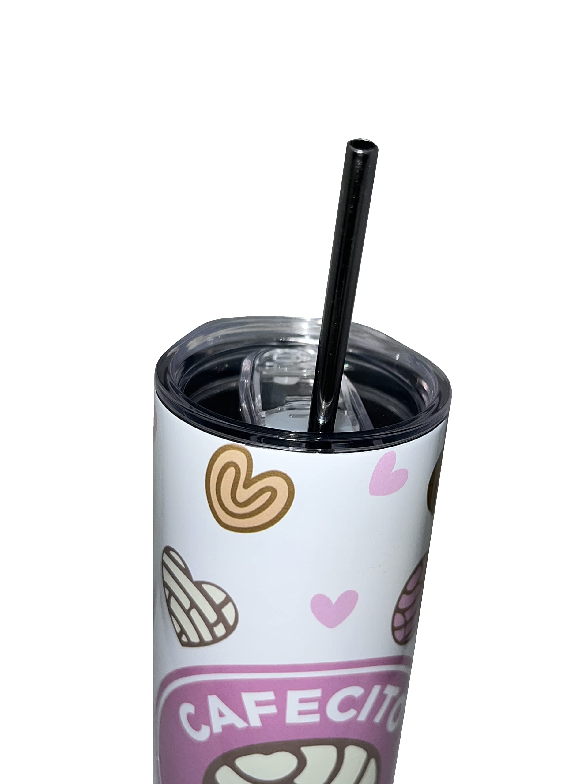 Handmade 20oz & 30oz Stainless Steel Tumbler - Cafecito y Chisme Pan Dulce Design - Insulated Travel Mug for Coffee, Tea & Cold Drinks - Perfect for Office, Commuting & Outdoor Activities