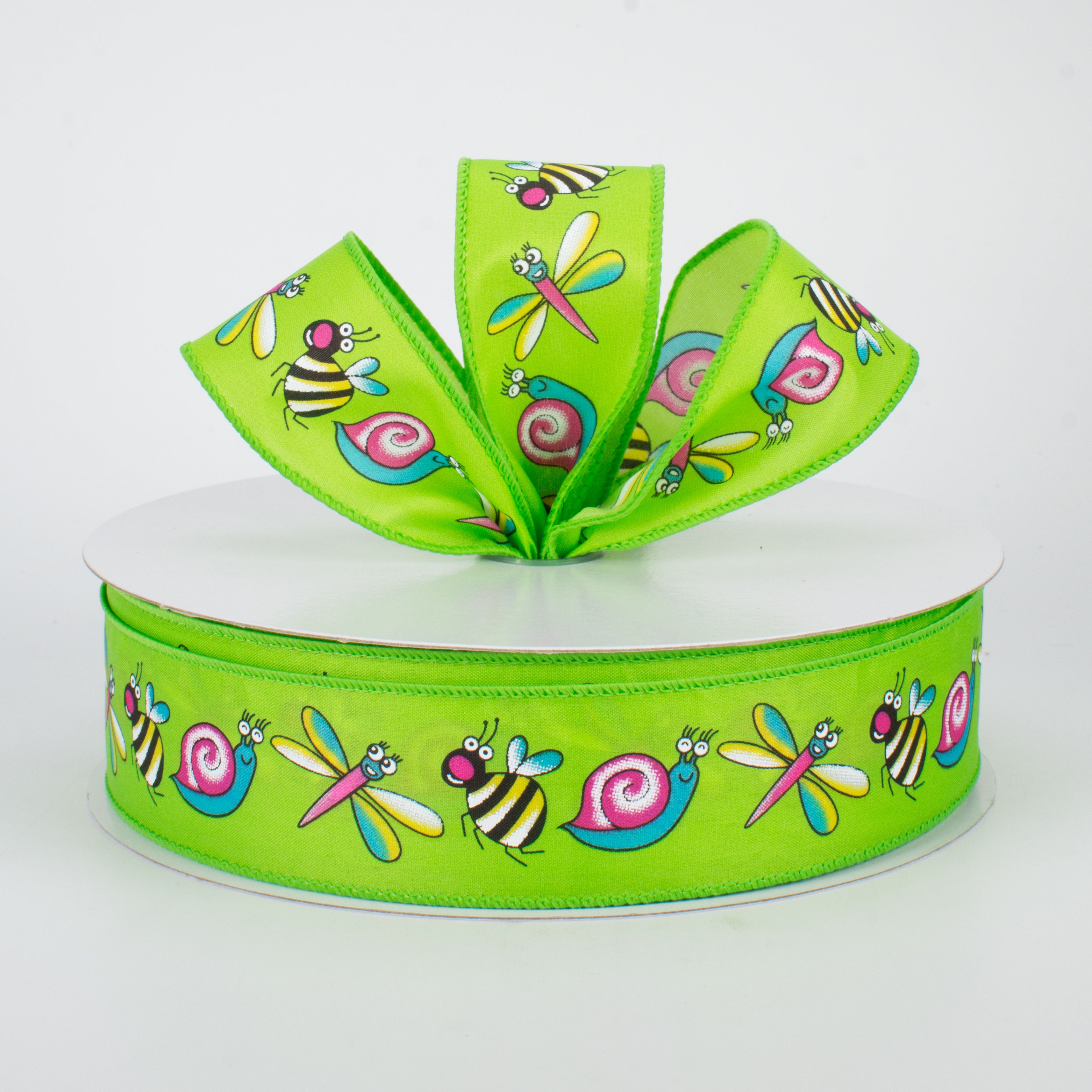 1.5 Inch Lime Green Bug Ribbon - 50 Yards Bulk Roll for Gift Wrapping, Crafts, and Party Decorations