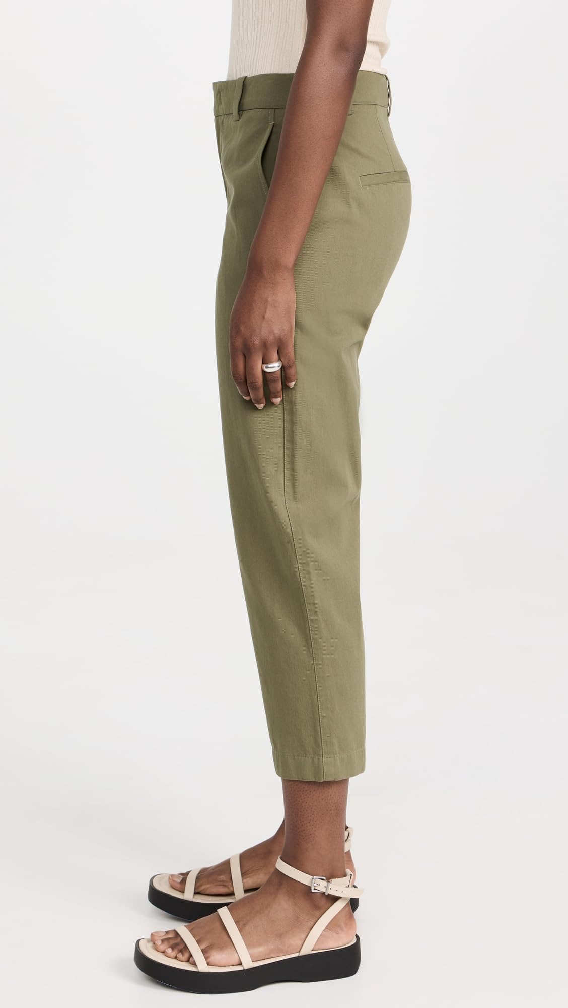Vince Women's Mid Rise Washed Cotton Crop Pants - Comfortable Casual Pants for Women, Perfect for Work, Travel and Everyday Wear