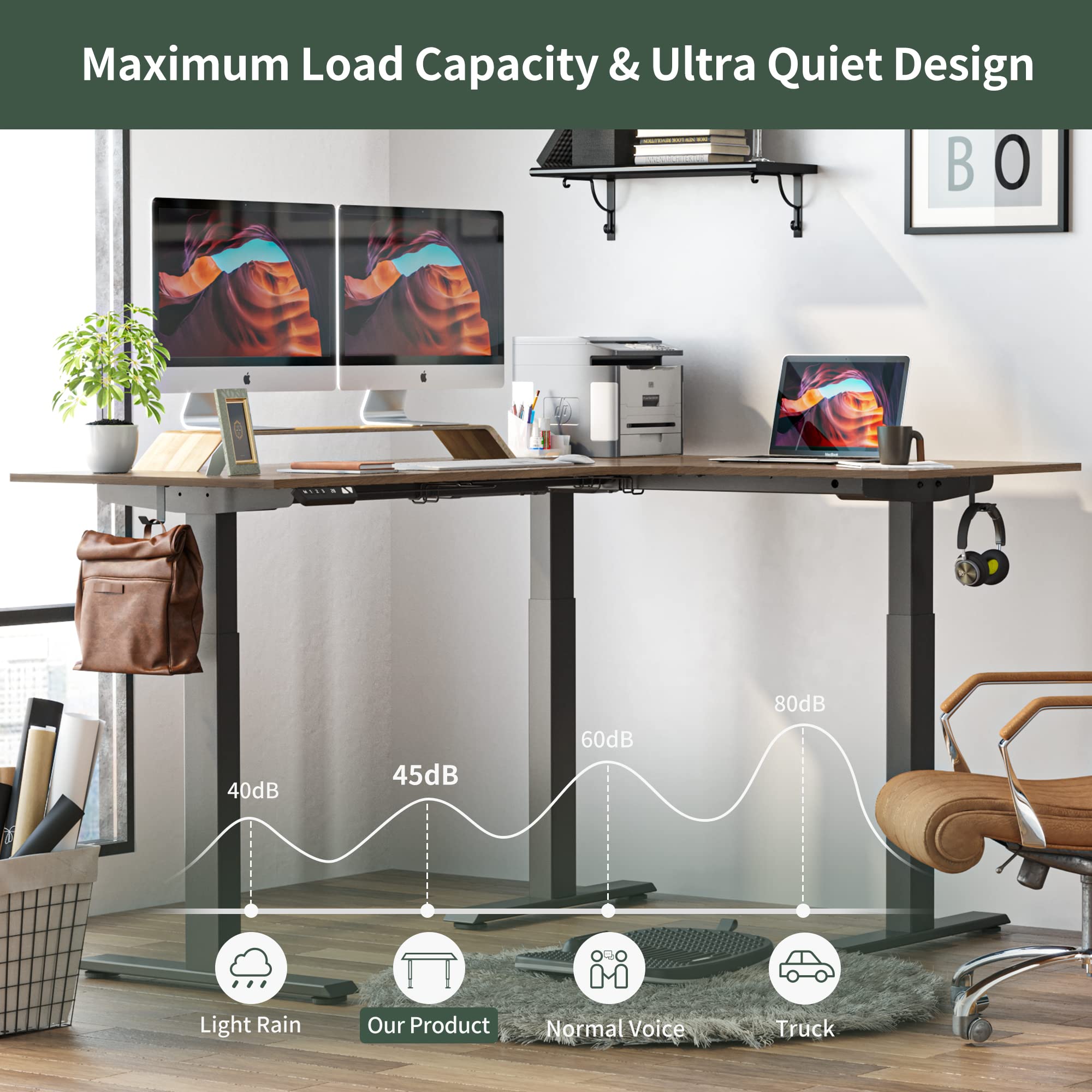 FEZIBO Triple Motor L-Shaped Electric Standing Desk - 63