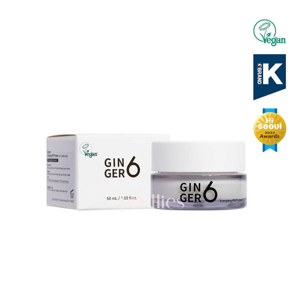 Ginger6 Energizing PEPTI Cream 50ml - Anti-Aging Face Moisturizer for Women & Men - Perfect for Daily Skincare Routine & Night Care