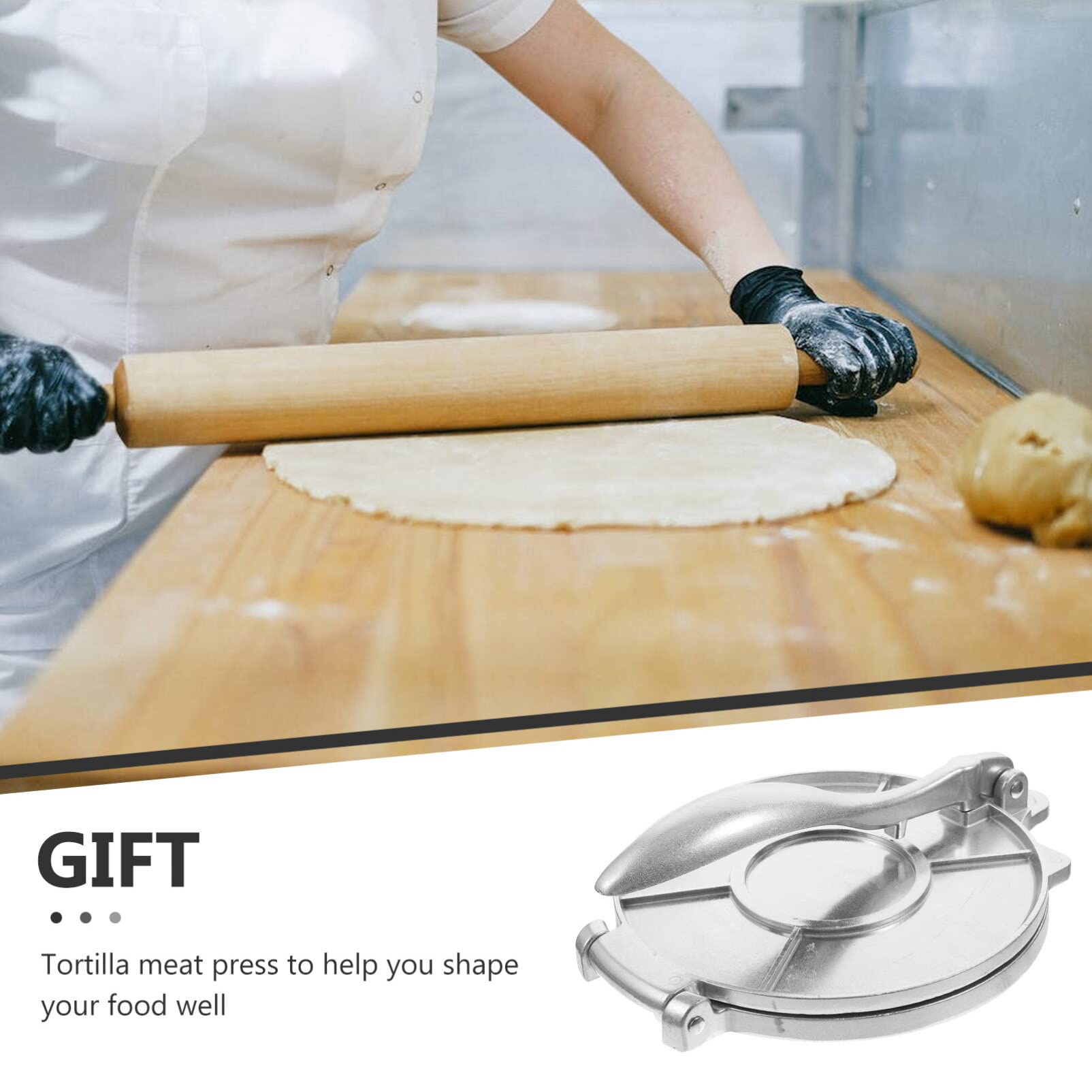 8-Inch ABOOFAN Tortilla Press - Dough Press for Quesadillas, Empanadas, Chapati & Roti - Heavy Duty Cast Iron Tortilla Maker with 20cm Silver Plates - Perfect for Mexican, Indian & Homemade Pizza Dough