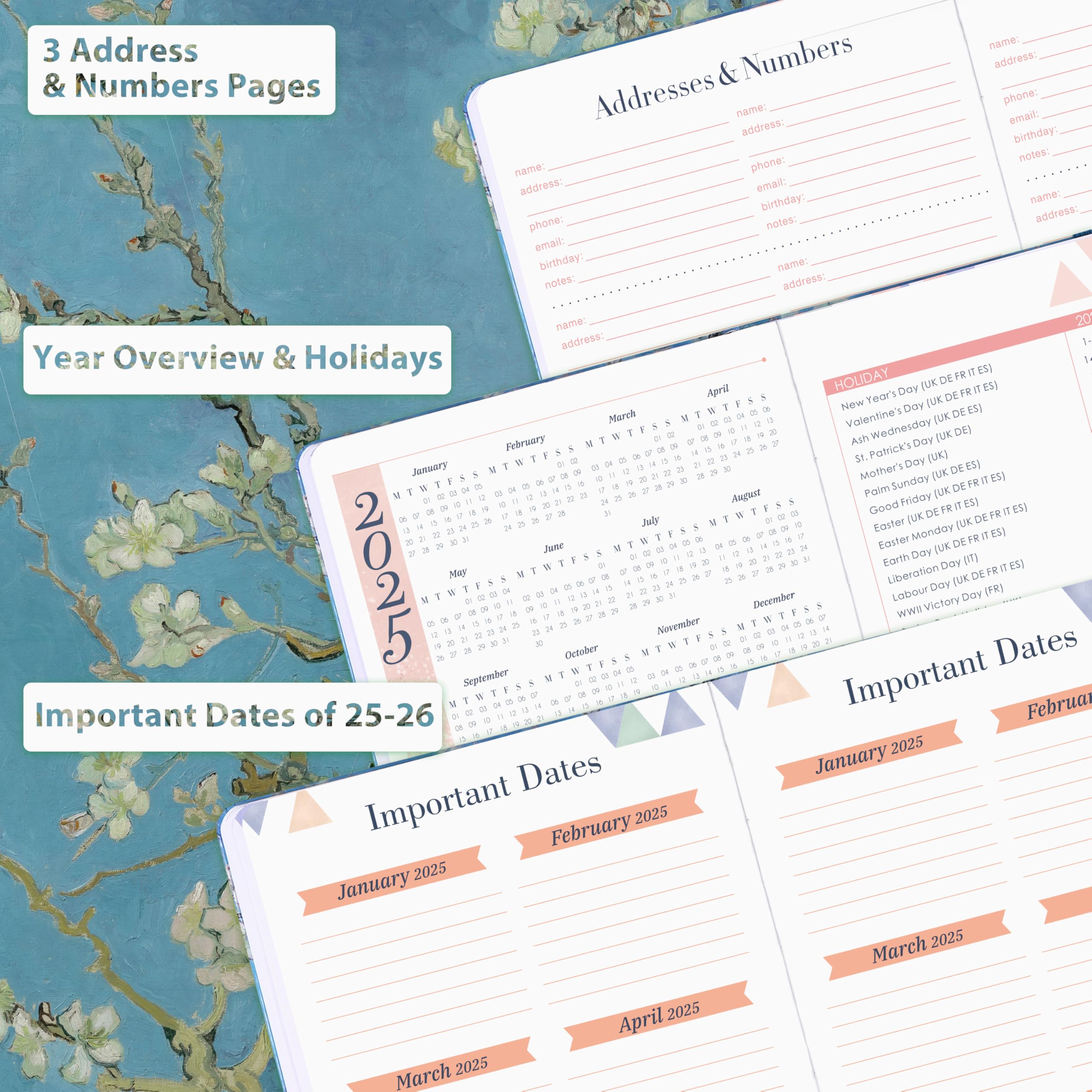 2025-2026 Academic Planner - A5 Weekly Diary from August 2025 to July 2026 | Daily Organizer with Floral Design | 8.4