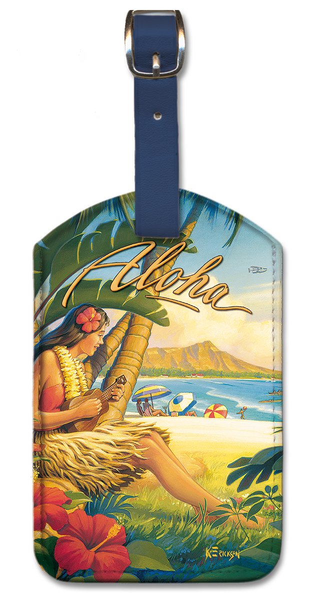 Pacifica Island Art Leatherette Luggage Tag - Greetings Waikiki Design by Erickson | Durable Travel Accessory for Suitcases, Backpacks & Carry-Ons