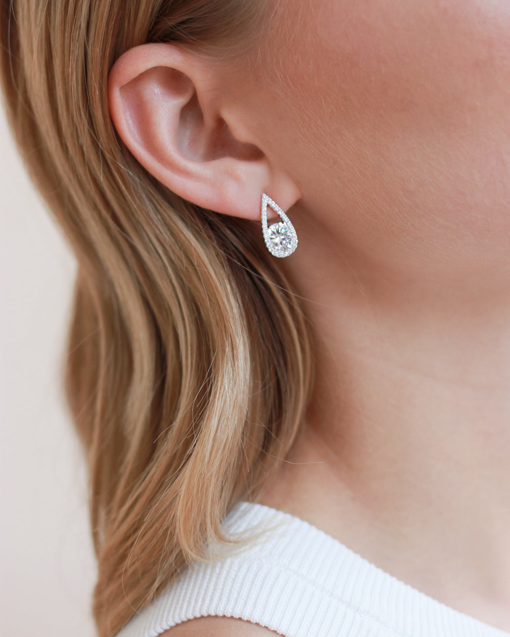 Marlowe CZ Teardrop Stud Earrings - Sparkling Cubic Zirconia Dangle Earrings for Women, Perfect for Weddings, Parties & Everyday Elegance
