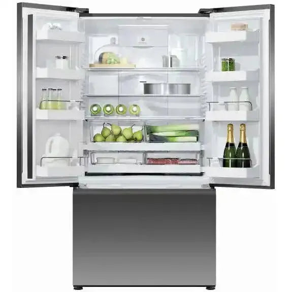 Fisher & Paykel 569L French Door Refrigerator - Black Stainless Steel, Energy Efficient, Large Capacity Fridge for Modern Kitchen & Open Plan Living