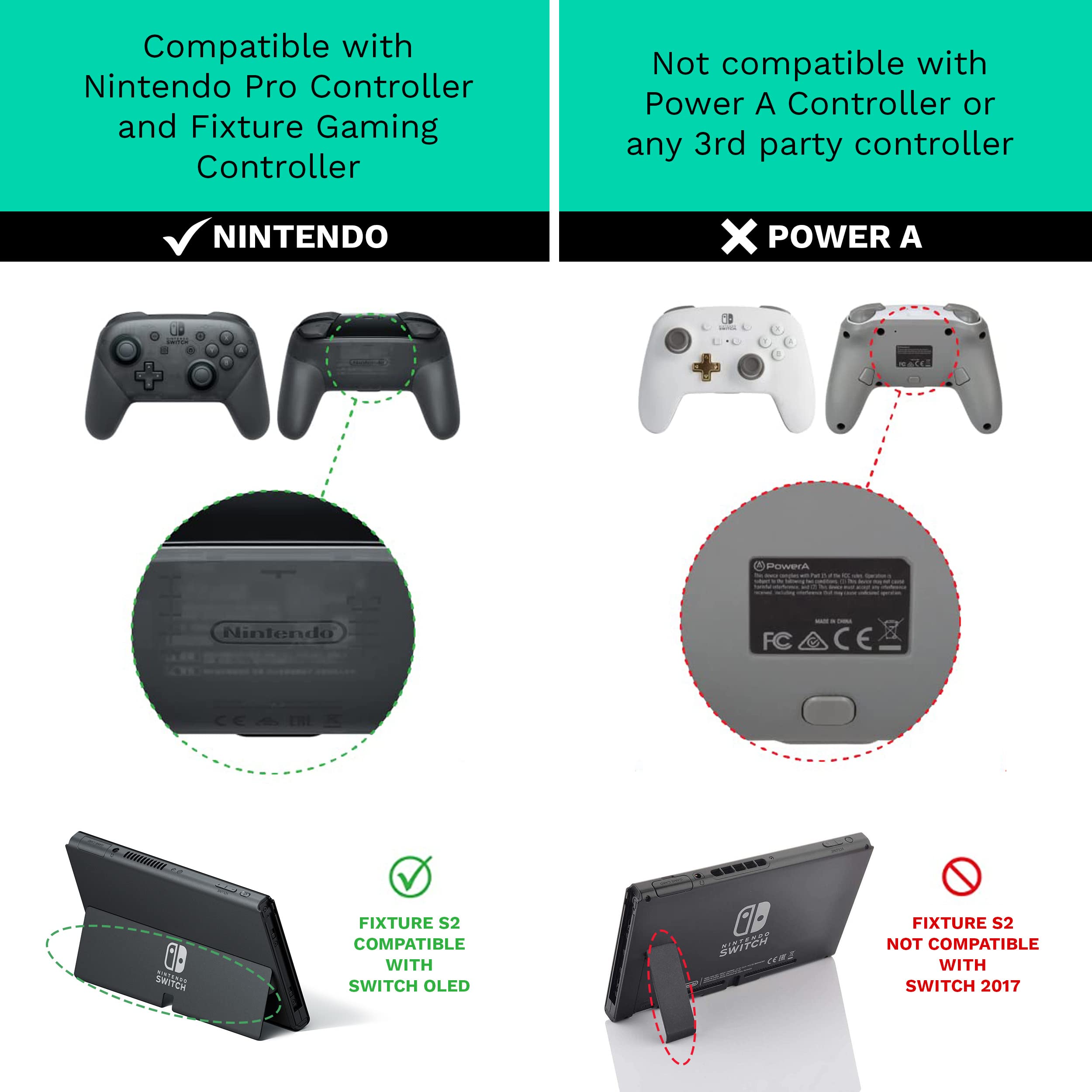 Fixture S2 Adjustable Gaming Console Mount - Compatible with Nintendo Switch OLED & Pro Controller | Monitor & Controller Holder Stand Clip | Perfect for Gaming Setup & Travel Use