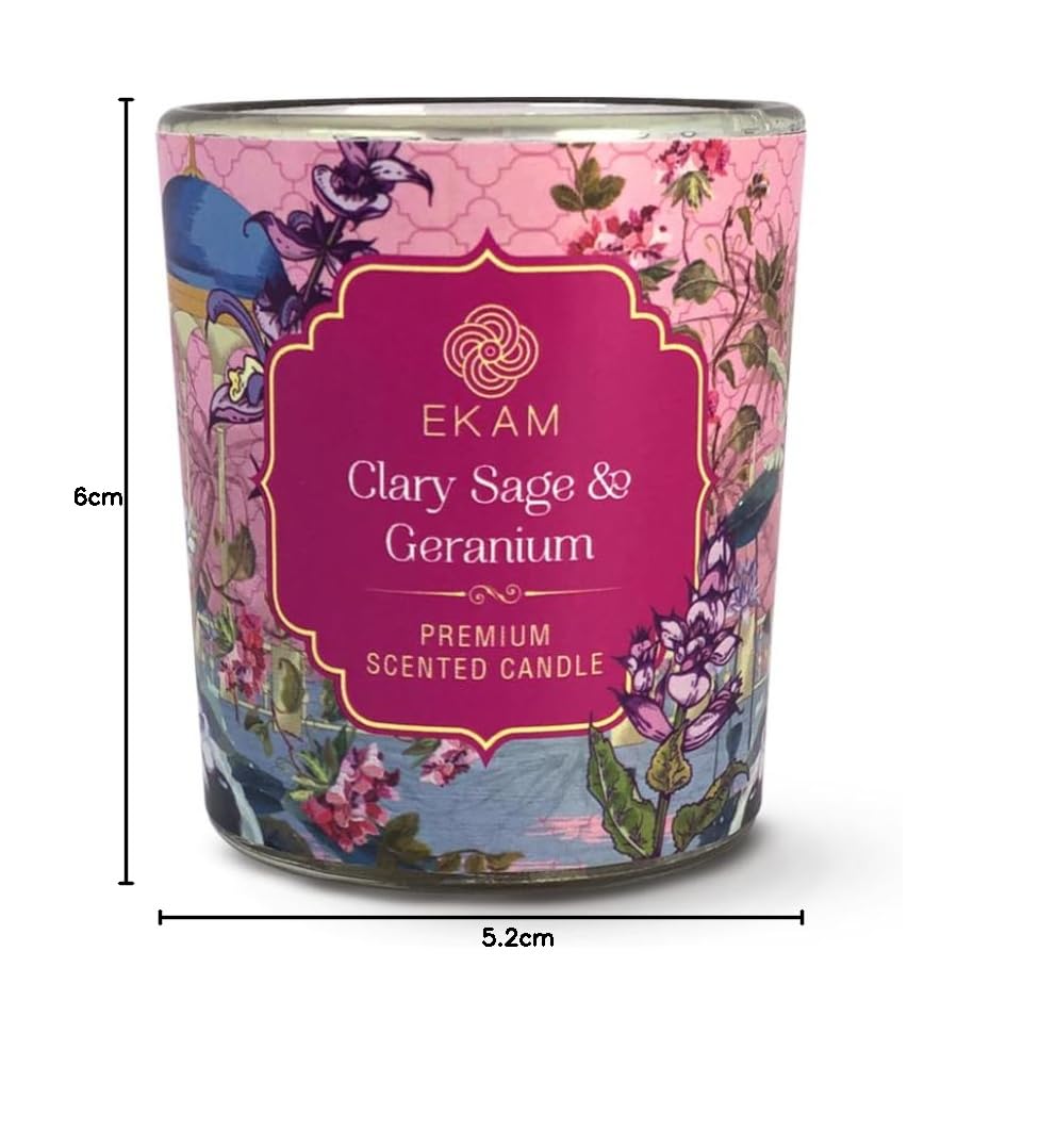 EKAM Luxury Scented Votive Candles - Pack of 2 (Honey Lemon & Clary Sage Geranium) | 10 Hour Burn Time | Home Decor, Gifts & Aromatherapy | Perfect for Christmas, Weddings & Relaxation
