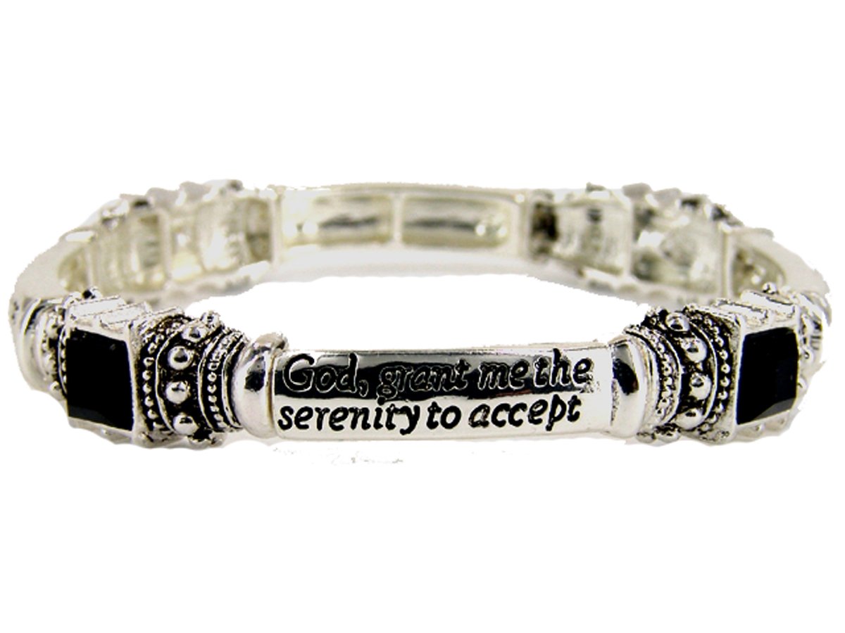 Serenity Prayer Stretch Bracelet - God Grant Me Strength Bracelet for AA Recovery & Sobriety - Inspirational Jewelry for Women, Men - Perfect for 12-Step Meetings, Daily Motivation & Spiritual Gifts