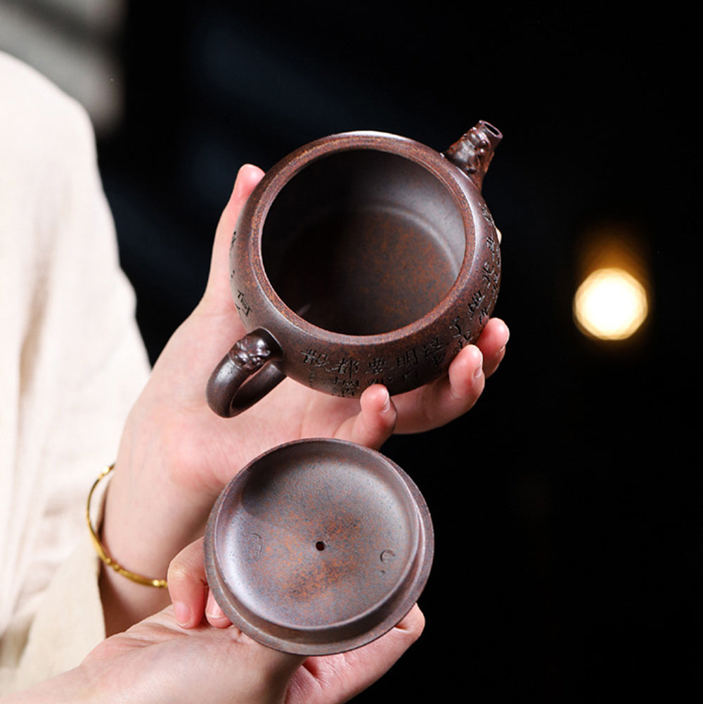 Premium Yixing Purple Clay Monkey Teapot - Handcrafted Chinese Gongfu Tea Set for Brewing Oolong & Pu-erh Tea | Perfect Gift for Tea Lovers & Collectors