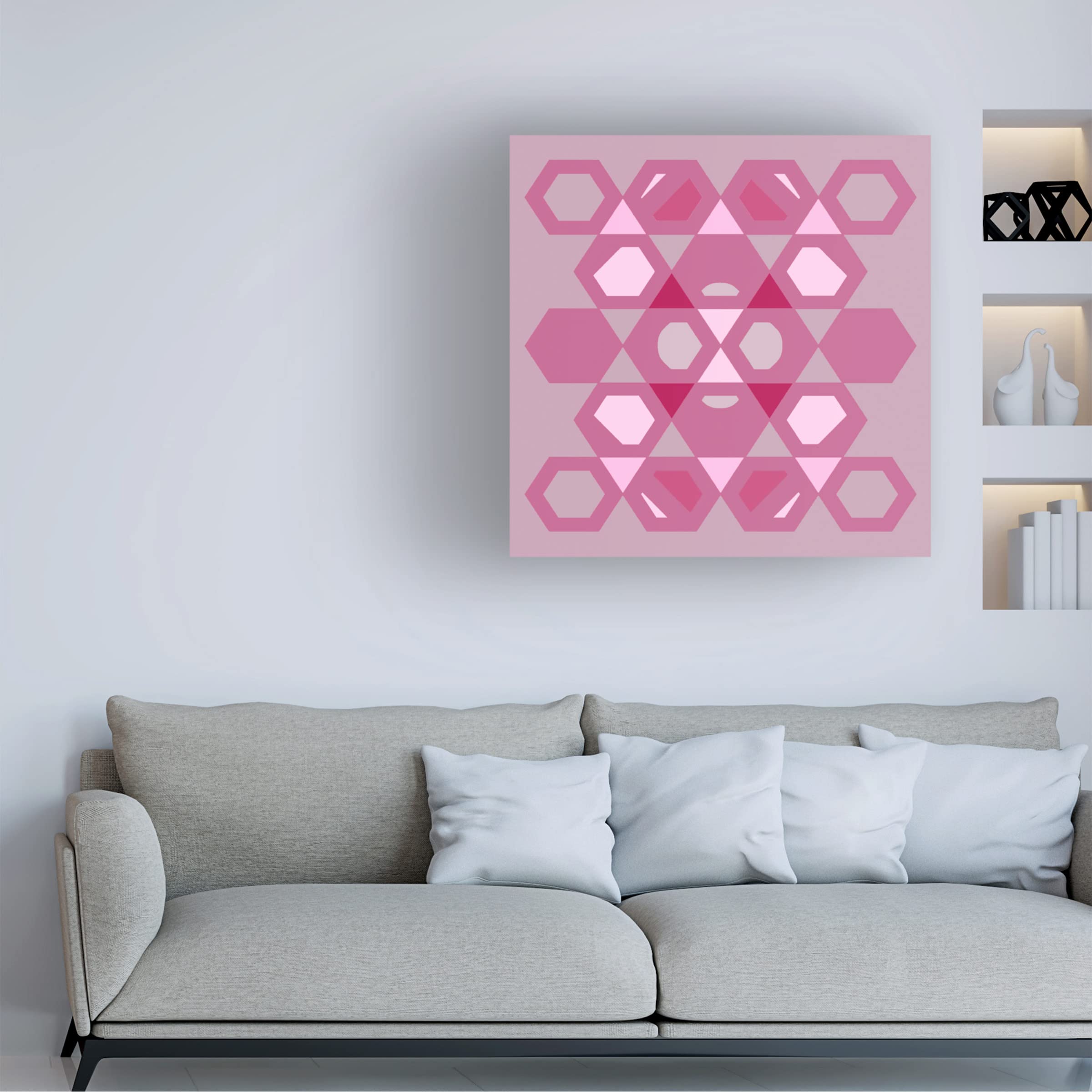 Hexagon Pattern 29 Abstract Canvas Wall Art by Richard Homawoo - Modern Geometric Home Decor for Living Room, Bedroom & Office