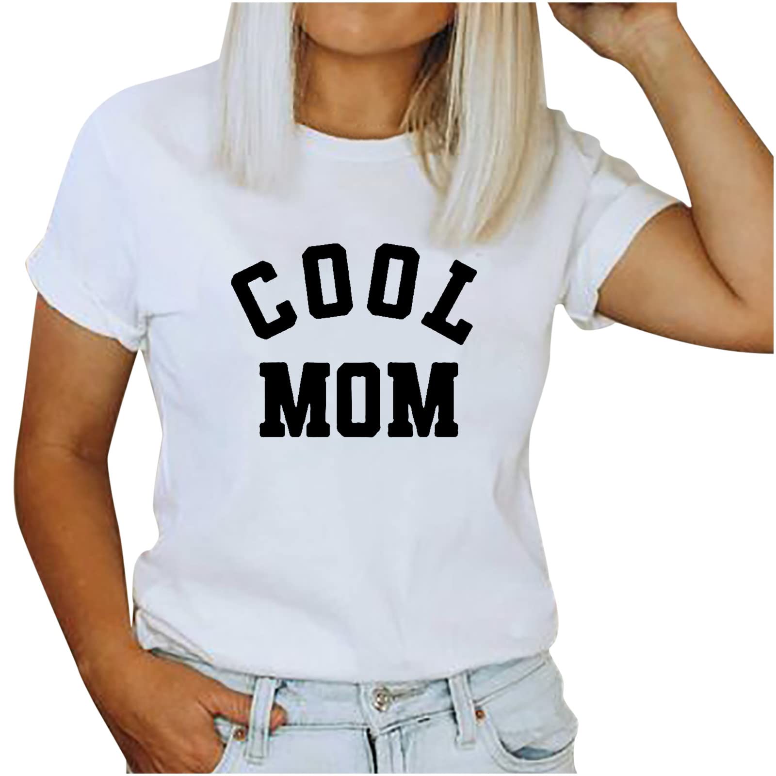 Comfortable Mom Shirts for Women - Letter Print Mama Tshirts, Short Sleeve Loose Round Neck Summer Casual Tee Tops - Perfect for Daily Wear, Mother's Day Gifts & Family Outings
